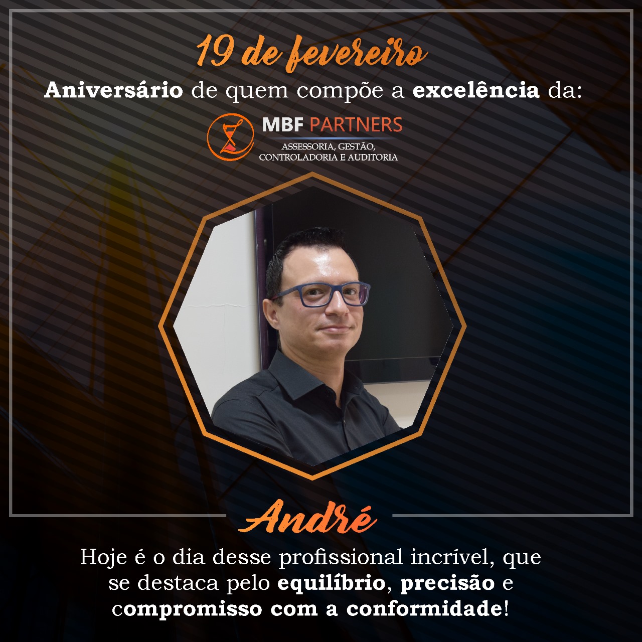 🎉 Tem festa na MBF! Hoje é o aniversário do André, um profissional essencial para nossa equipe. Parabéns, André! Muita felicidade e sucesso sempre! 🎂🎊