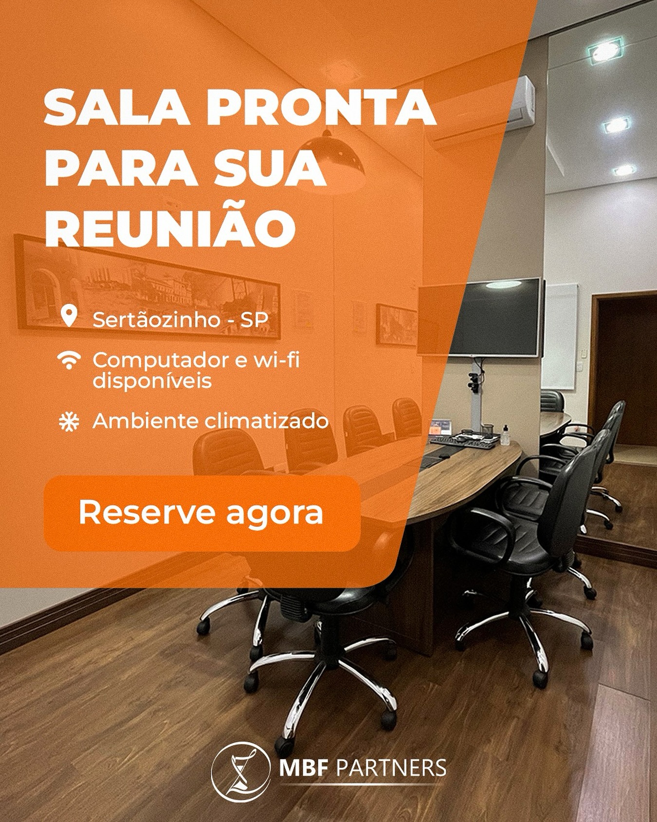 Sala de Reunião Profissional em Sertãozinho
Ambiente climatizado, estruturado e ideal para encontros estratégicos, apresentações e decisões importantes.
Entre em contato e garanta o espaço certo para o sucesso da sua reunião.