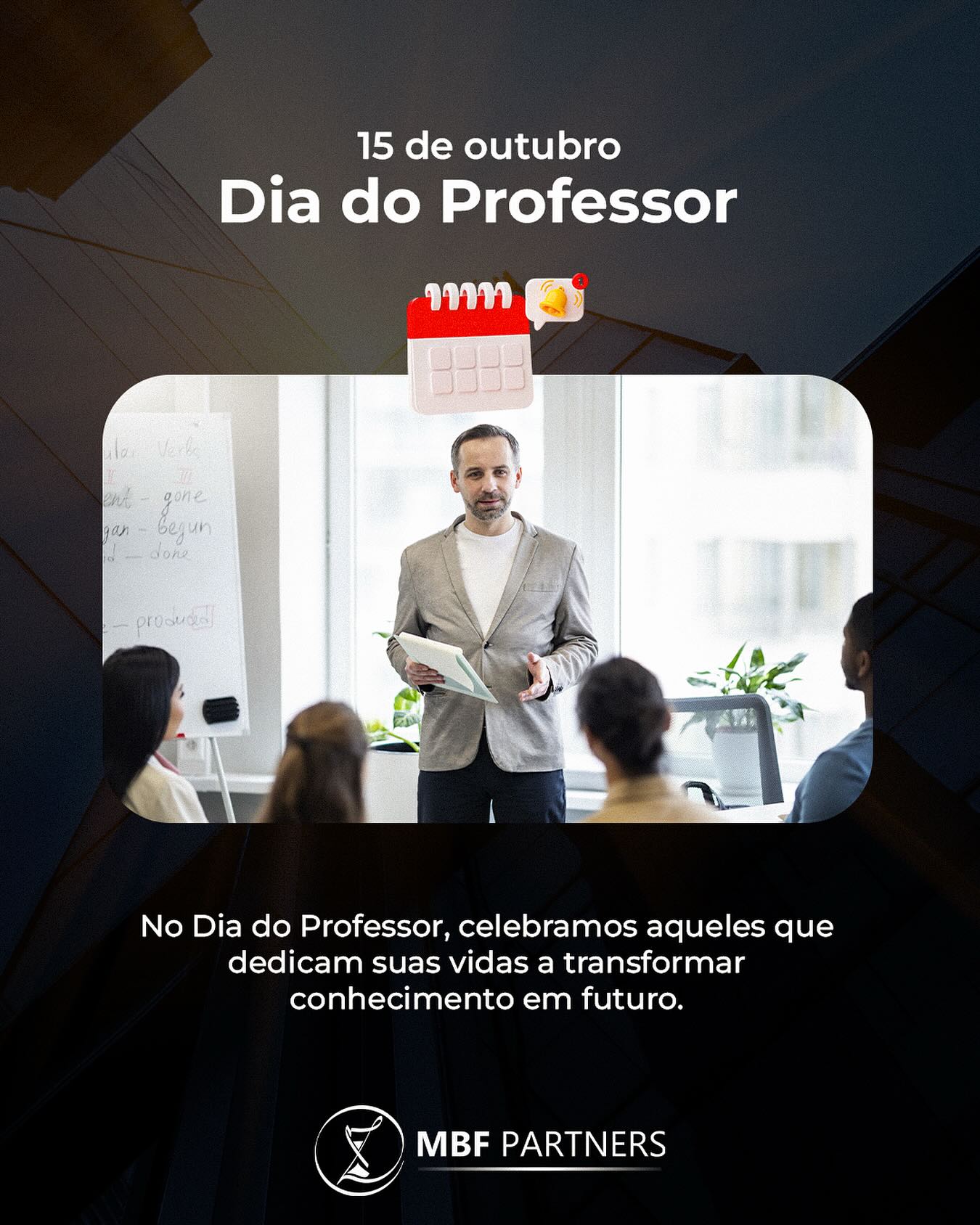 Nesta semana, homenageamos todos os professores, profissionais que inspiram, ensinam e transformam.

Em especial, nosso reconhecimento aos professores Marcos Françóia e Paulo Cesar, que fazem parte da nossa equipe e contribuem diariamente para o crescimento e o aprendizado de todos ao redor.

 Feliz Dia do Professor!
