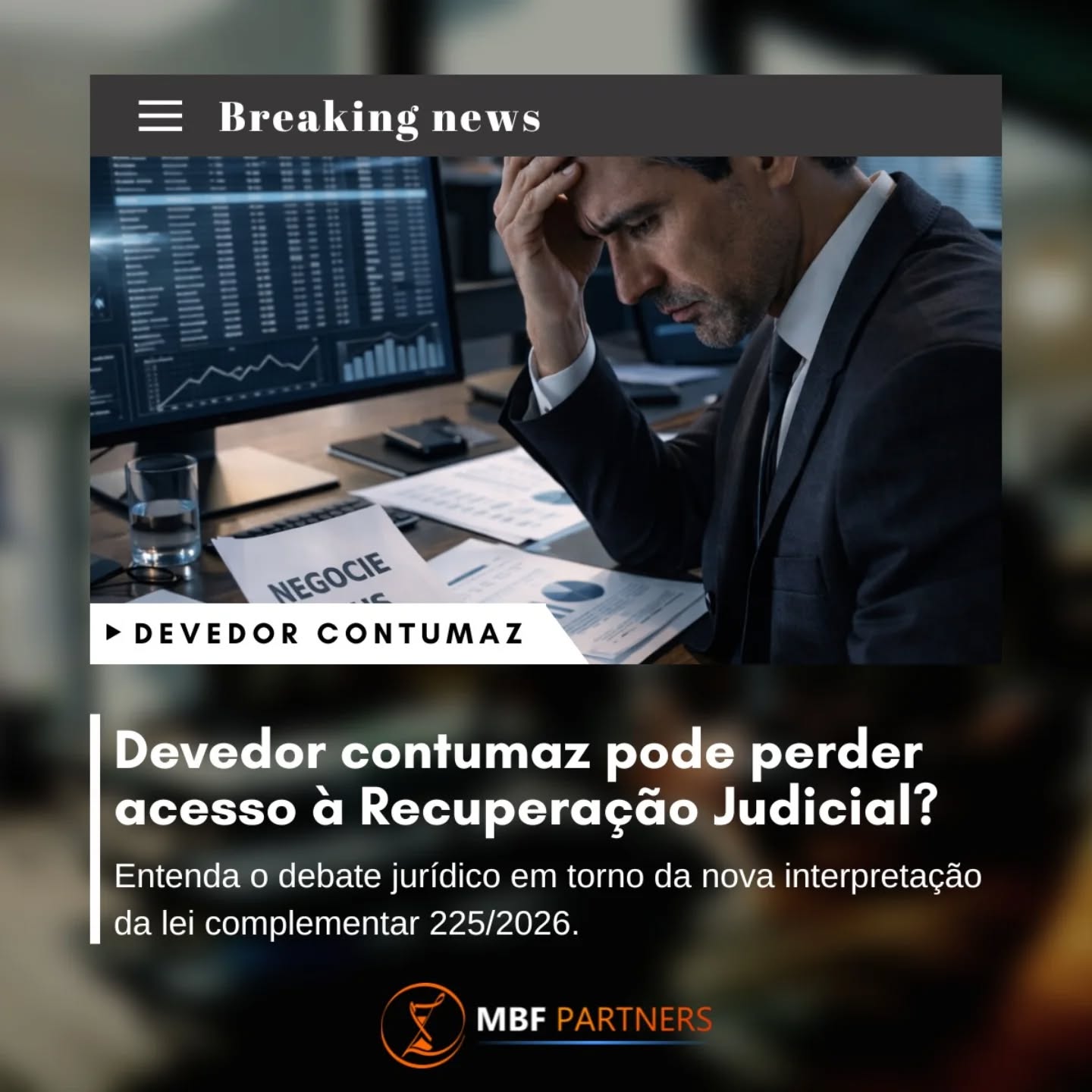 Enquadramento como devedor contumaz pode impactar pedidos de Recuperação Judicial

O debate sobre o devedor contumaz ganha novos contornos com a recente discussão jurídica sobre os efeitos desse enquadramento no acesso à Recuperação Judicial.

A interpretação da legislação e de seus impactos regulatórios levanta questionamentos relevantes sobre a possibilidade de restrições ao uso do instrumento recuperacional em determinados contextos, especialmente quando caracterizada inadimplência tributária estruturada.

O tema exige cautela técnica e análise jurídica aprofundada, pois envolve equilíbrio entre segurança jurídica, preservação da atividade empresarial e combate a práticas concorrenciais desleais.