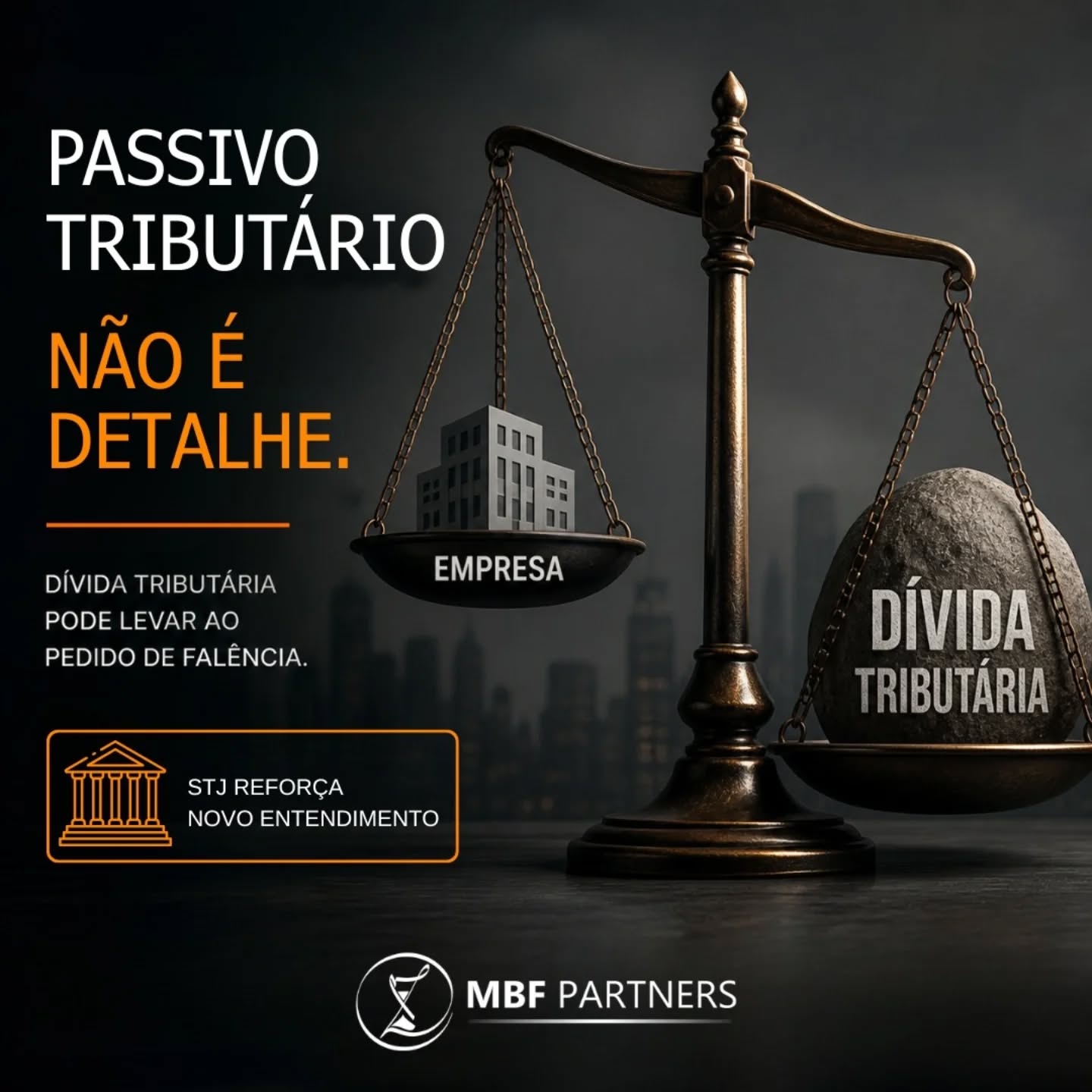 Dívida tributária pode levar à falência?

O Superior Tribunal de Justiça consolidou um entendimento que muda o jogo para muitas empresas.
Agora, após tentativa frustrada de execução fiscal, a Fazenda Pública pode requerer a falência da empresa devedora.
Isso reforça um ponto crítico:
o passivo tributário não é apenas uma pendência, pode se tornar um risco estrutural ao negócio.
Empresas que tratam a dívida fiscal como algo secundário podem estar ignorando um cenário de alto impacto.
Na prática, o novo entendimento exige:
• gestão tributária ativa
• revisão constante de passivos
• negociação antecipada
• planejamento estratégico integrado
Além disso, mecanismos como a recuperação judicial ganham ainda mais relevância quando analisados no momento certo, antes que as alternativas se reduzam.
O recado é claro:
esperar pode custar caro.
Antecipar decisões é o que preserva valor e aumenta as chances de continuidade empresarial.
Com mais de 30 anos de experiência em reestruturação empresarial, a MBF Partners atua na análise estratégica de cenários complexos, apoiando empresas na tomada de decisões seguras e sustentáveis.
Sua empresa está tratando o passivo tributário como prioridade estratégica?